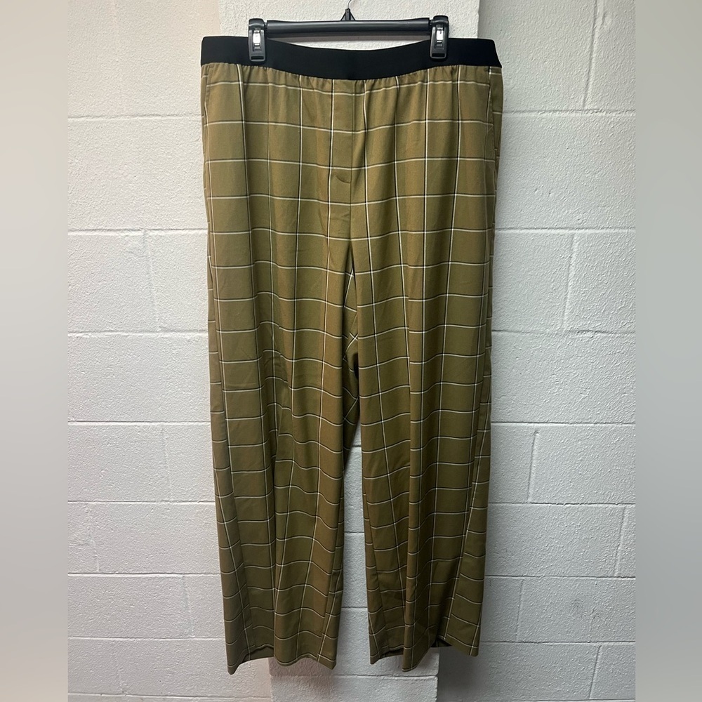 Lane Bryant olive Green Checkered Pants